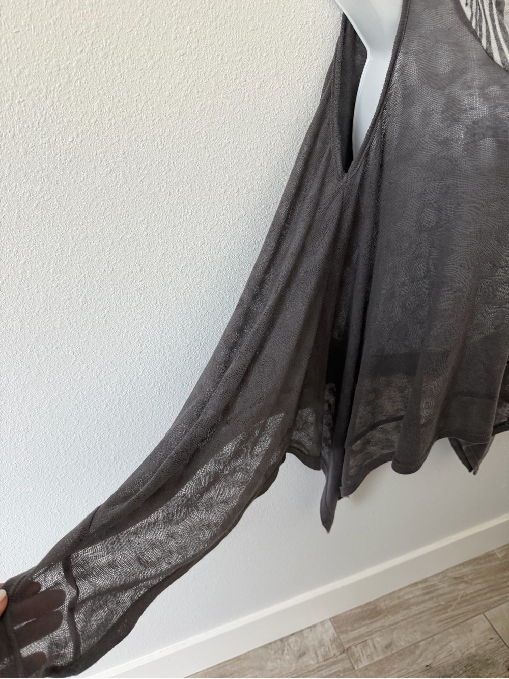 Fantazia Grey Layered Tank with Black & White Printed Trim - Picture 5 of 13